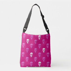 Grungy Anatomical Skull Polkadots pink white Crossbody Bag