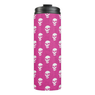 Grungy Anatomical Skull Polkadots pink white Thermal Tumbler