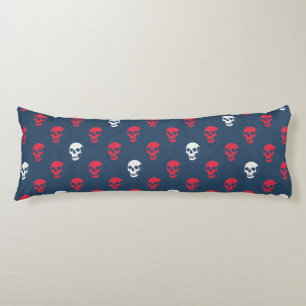 Grungy Anatomical Skull Polkadots red blue white Body Cushion