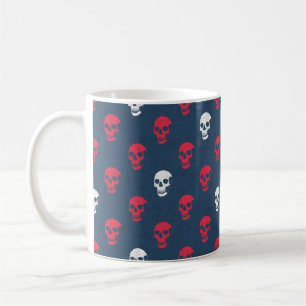 Grungy Anatomical Skull Polkadots red blue white Coffee Mug