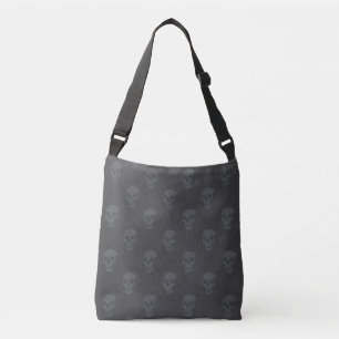 Grungy Anatomical Skull Polkadots tonal grey Crossbody Bag