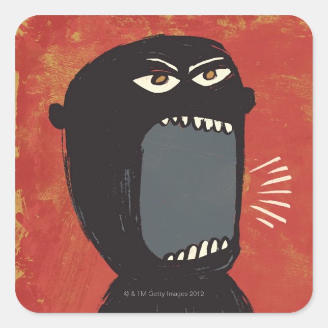 Grungy Angry Man Square Sticker (Front)