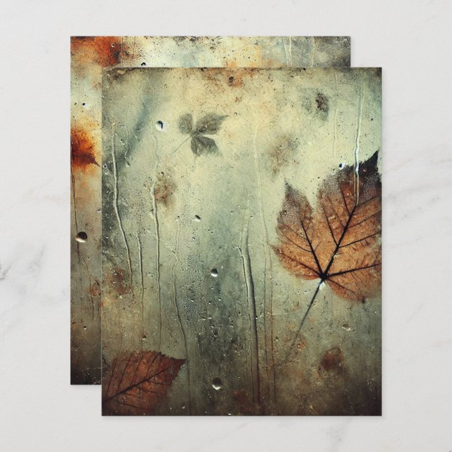 Grungy Autumnal Foggy Glass Window Scrapbook Paper (Front/Back)