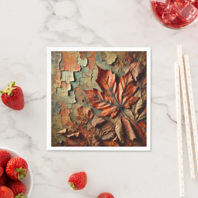 Grungy Autumnal Rusty Peeling Paint Decoupage Napkin (Insitu)