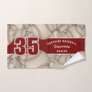 grungy baseballs softballs athlete and team name bath towel set