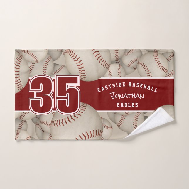 grungy baseballs softballs athlete and team name bath towel set (Hand Towel)