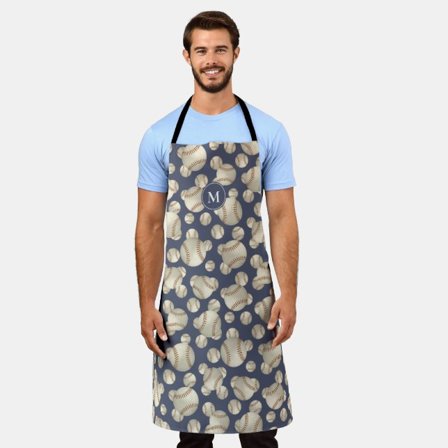 grungy baseballs  sports pattern personalised apron (Worn)