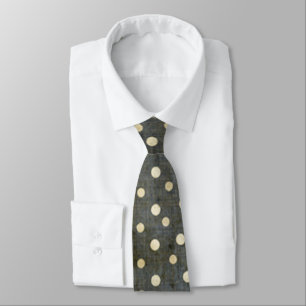 Grungy Black and White Polka Dot Pattern Tie