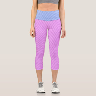 Grungy Blue and Pink Stripes Capri Leggings