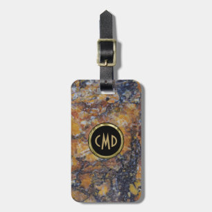Grungy Brown Faux Marble Stone Luggage Tag