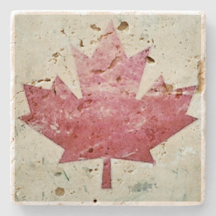 Grungy Canada Canadian Maple Leaf Stone Coaster