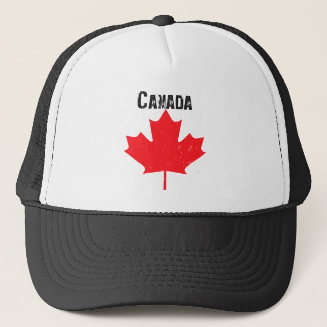 Grungy Canadian Maple Leaf Trucker Hat (Front)