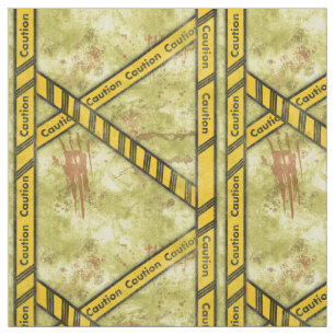 Grungy Caution Tape Halloween  Fabric