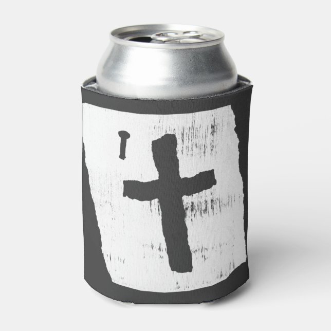 Grungy Christian Cross Can Cooler (Can Front)