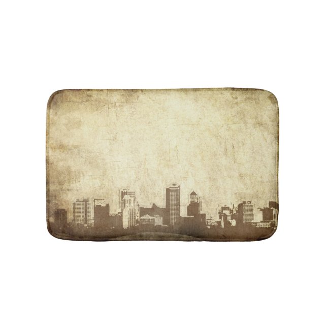 Grungy city background bath mat (Front)