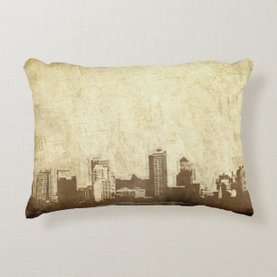 Grungy city background decorative cushion
