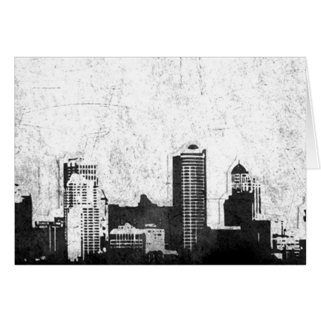 Grungy city background in black and white (Front Horizontal)