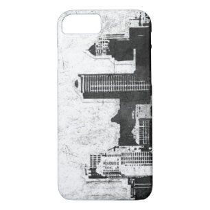Grungy city background in black and white iPhone 8/7 case