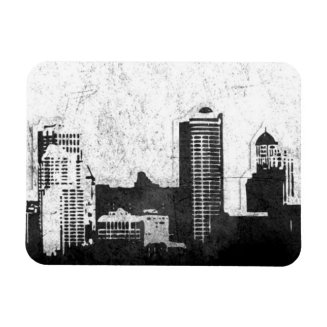 Grungy city background in black and white magnet (Horizontal)