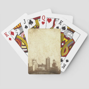Grungy city background playing cards