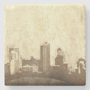 Grungy city background stone coaster