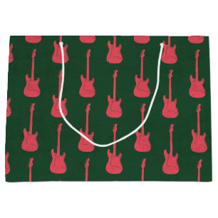 Grungy Classic Electric Guitar Polkadot pink green Large Gift Bag