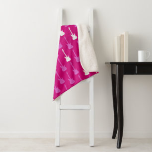 Grungy Classic Electric Guitar Polkadot pink white Sherpa Blanket