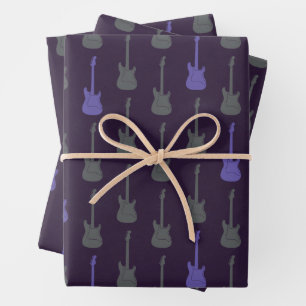 Grungy Classic Electric Guitar Polkadot purplegrey Wrapping Paper Sheet
