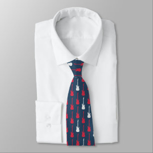 Grungy Classic Electric Guitar Polkadot red blue Tie