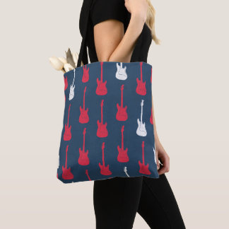 Grungy Classic Electric Guitar Polkadot red blue Tote Bag