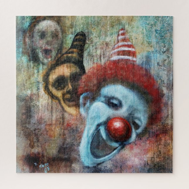 Grungy Clown Zombie Parade Gothic Print Creepy Art Jigsaw Puzzle (Vertical)
