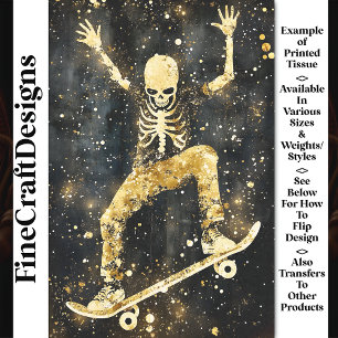 Grungy Cool Skeleton Skateboarding AK2 Decoupage Tissue Paper