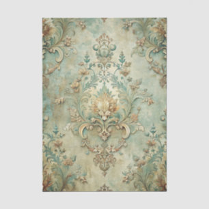 Grungy Damask Pattern in Shades of Teal & Beige Tissue Paper