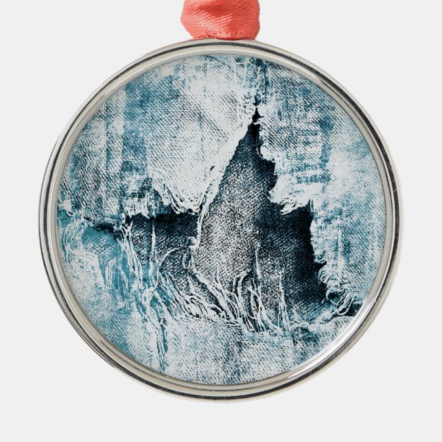grungy denim metal tree decoration (Front)
