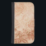 Grungy Engraved Floral Samsung S4 Wallet Case<br><div class="desc">Grungy engraved roses and hydrangeas,  vintage postcard script and music in sepia tones.</div>