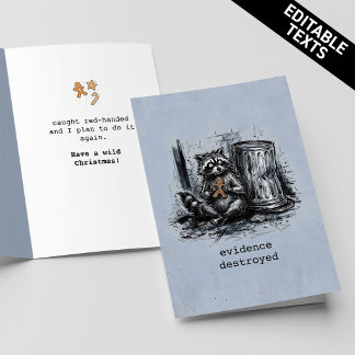 Grungy Feral Raccoon Cookie Heist Custom Christmas Card