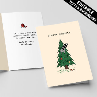 Grungy Feral Raccoon Tree Funny Christmas Custom Card