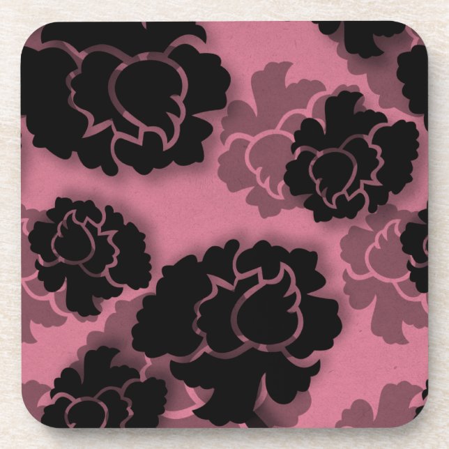 Grungy Floral Decadence Coaster Set, Pink (Front)