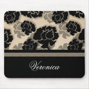 Grungy Floral Decadence Mousepad, Ivory Beige Mouse Mat
