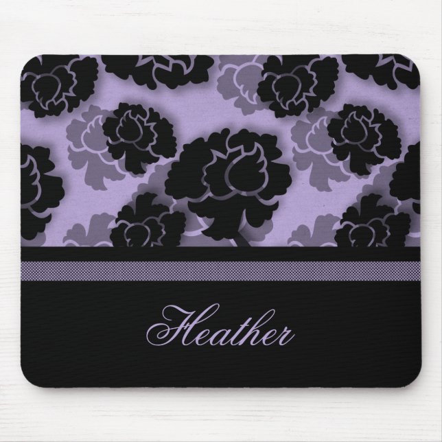 Grungy Floral Decadence Mousepad, Lavender Mouse Mat (Front)