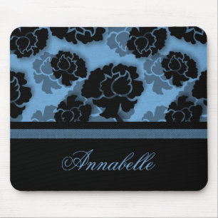 Grungy Floral Decadence Mousepad, Light Blue Mouse Mat
