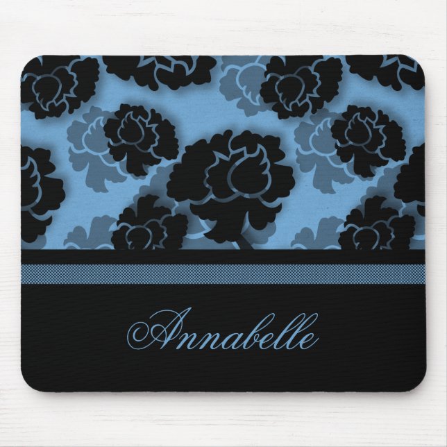 Grungy Floral Decadence Mousepad, Light Blue Mouse Mat (Front)