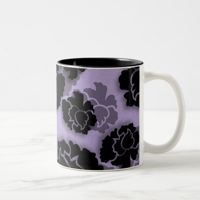 Grungy Floral Decadence Mug, Lavender Two-Tone Coffee Mug (Right)