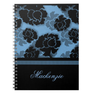 Grungy Floral Decadence Notebook, Blue Notebook