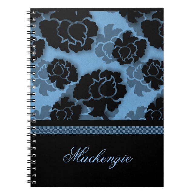 Grungy Floral Decadence Notebook, Blue Notebook (Front)