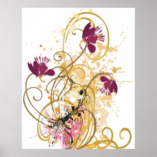 Grungy flowers Poster