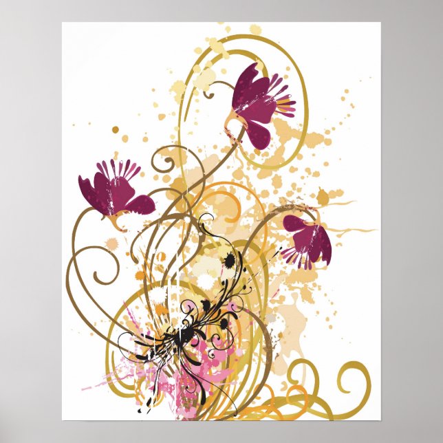 Grungy flowers Poster (Front)