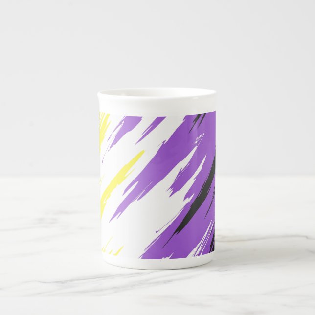 Grungy Funky ZigZag Abstract Nonbinary Pride Flag Bone China Mug (Front)