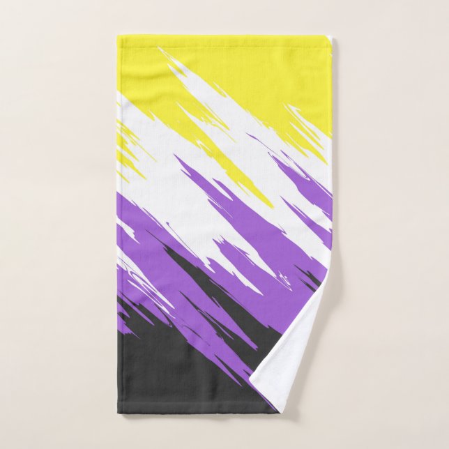 Grungy Funky ZigZag Abstract Nonbinary Pride Flag Hand Towel (Hand Towel)