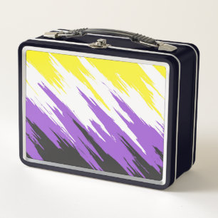 Grungy Funky ZigZag Abstract Nonbinary Pride Flag Metal Lunch Box